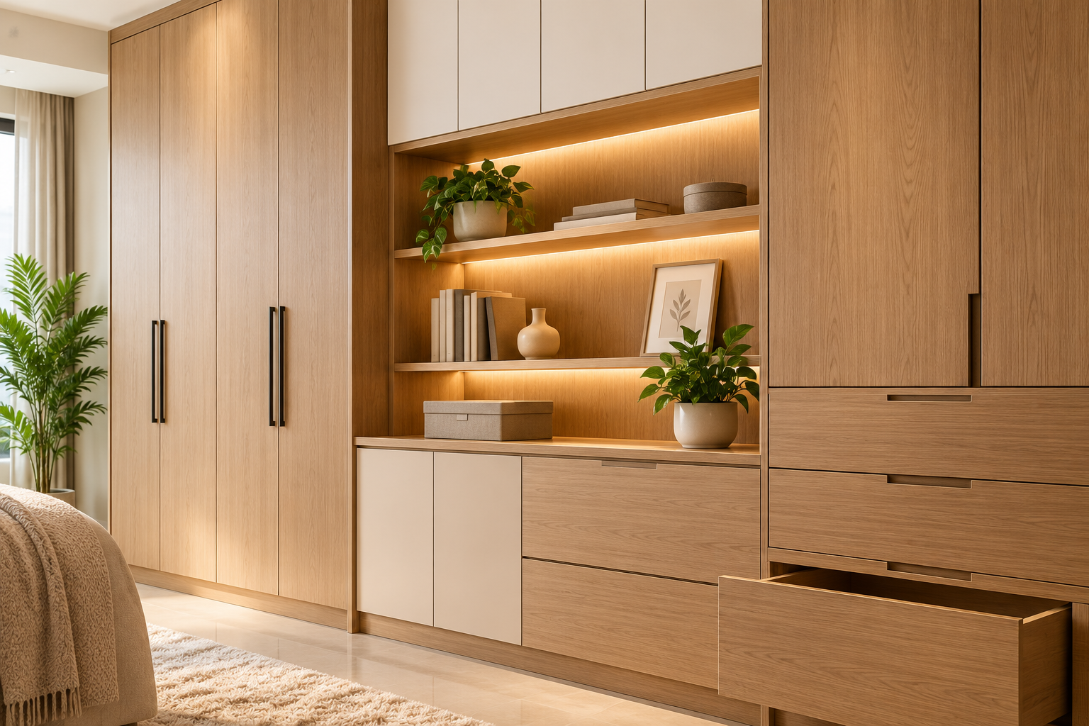 Wooden cabinets and storage units